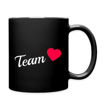 Team Braut >> dein eigener Text << - Tasse einfarbig - Schwarz - Rechts