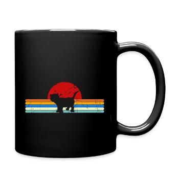 Cat Vintage retro sunset - Full Colour Mug - black - Right