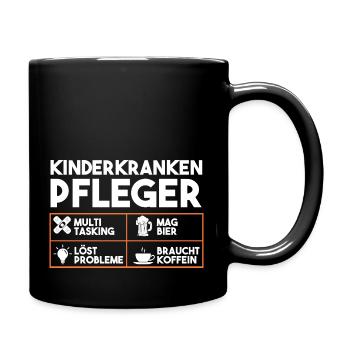 Pfleger Pflegekraft Kinderkrankenpfleger - Tasse einfarbig - Schwarz - Rechts