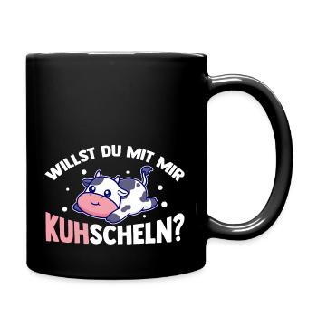 Kuh Bauernhof Kuhbauer Landwirt Rind Kühe - Tasse einfarbig - Schwarz - Rechts