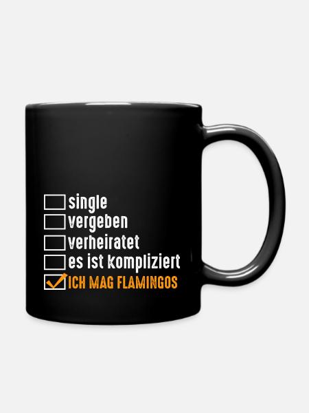 Single Vergeben Flamingos - Tasse einfarbig - Schwarz