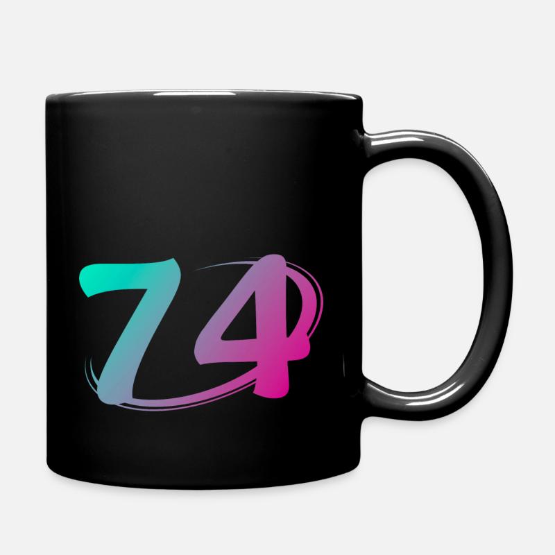 Nummer 74 mehrfarbig - Tasse einfarbig - Schwarz