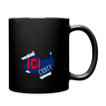 Hier ist ? - Tasse einfarbig - Schwarz - Rechts