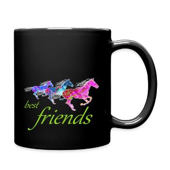 Best Friends Colorful Artistic Horses Circus - Full Colour Mug - black - Right