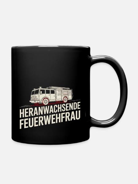 Heranwachsende Feuerwehrfrau – Geschenkidee - Tasse einfarbig - Schwarz