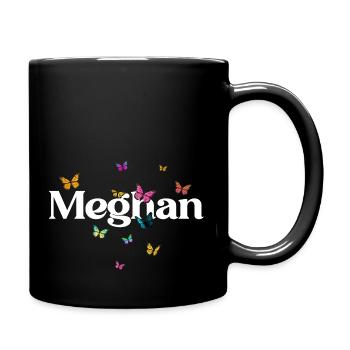MEGHAN - Schöner Mädchen Name mit Schmetterlingen - Tasse einfarbig - Schwarz - Rechts