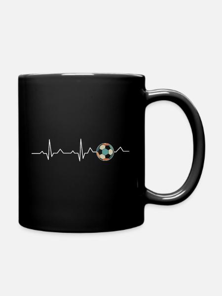 Retro Soccer Heartbeat | - Full Colour Mug - black