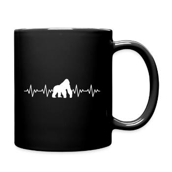 Gorilla EKG Herzschlag - Tasse einfarbig - Schwarz - Rechts