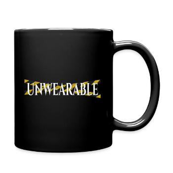 Unwearable – Statement Design with Warning Tape - Full Colour Mug - black - Right