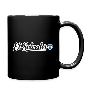 El Salvador Script with Flag Heart Patriotic - Full Colour Mug - black - Right