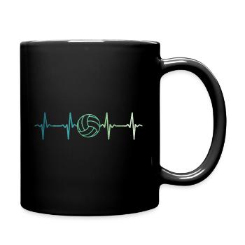 Volleyball-Herzschlag-Volleyballspieler - Tasse einfarbig - Schwarz - Rechts