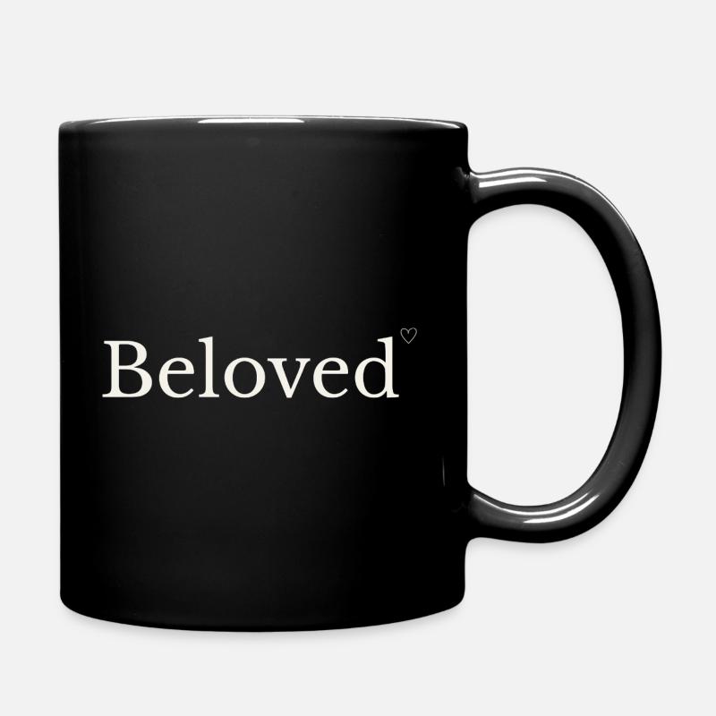 Beloved Christian | Minimalist Heart Design - Full Colour Mug - black