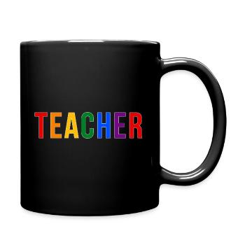 LGBTQ Pride Teacher Typography Design in 90s look - Full Colour Mug - black - Right
