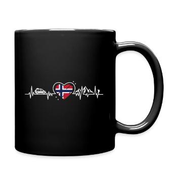 Norway Heart Camper Hiking Mountains Nature Flag - Full Colour Mug - black - Right