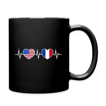 Frankreich USA Herzschlag Liebe Freundschaft - Tasse einfarbig - Schwarz - Rechts