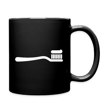 Zahnbürste, Zahnarzt, Zähne putzen - Tasse einfarbig - Schwarz - Rechts