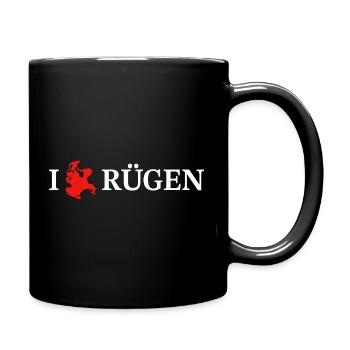 I love Rügen - Tasse einfarbig - Schwarz - Rechts