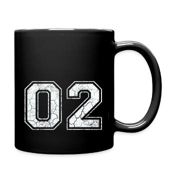 02 in weiß im Vintage-Look - Tasse einfarbig - Schwarz - Rechts