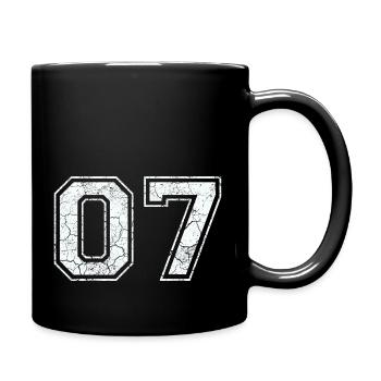07 in weiß im Vintage-Look - Tasse einfarbig - Schwarz - Rechts