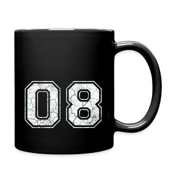 08 in weiß im Vintage-Look - Tasse einfarbig - Schwarz - Rechts