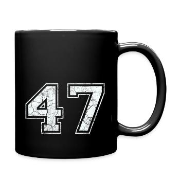 47 en blanc avec un regard affligé - Mug uni - noir - Droite