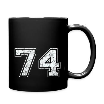 74 in white in the used look - Full Colour Mug - black - Right