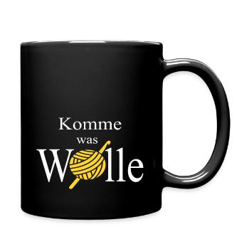 Komme was Wolle Häkeln Stricken Handarbeit - Tasse einfarbig - Schwarz - Rechts