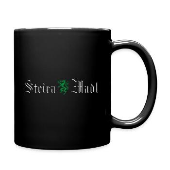 Steiramadl mit Panther Geschenk Steiermark - Tasse einfarbig - Schwarz - Rechts