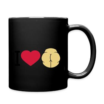 i love ass herz liebe logo rund nackte frau sexy a - Tasse einfarbig - Schwarz - Rechts