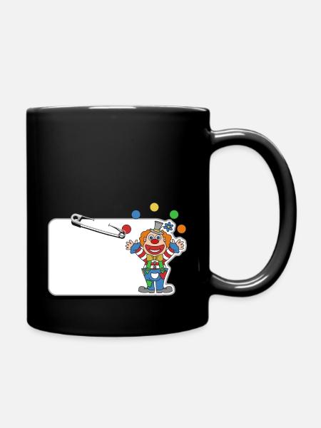 Kinder Namensschild mit Sicherheitsnadel - Tasse einfarbig - Schwarz