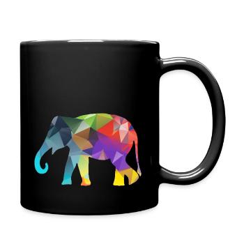 Poly Elephant - Full Colour Mug - black - Right