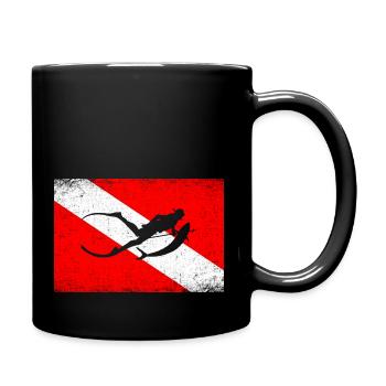 Speerfischen Tauchflagge, Speerfischen - Tasse einfarbig - Schwarz - Rechts