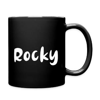 Name, Schrift,weiss,rocky - Tasse einfarbig - Schwarz - Rechts