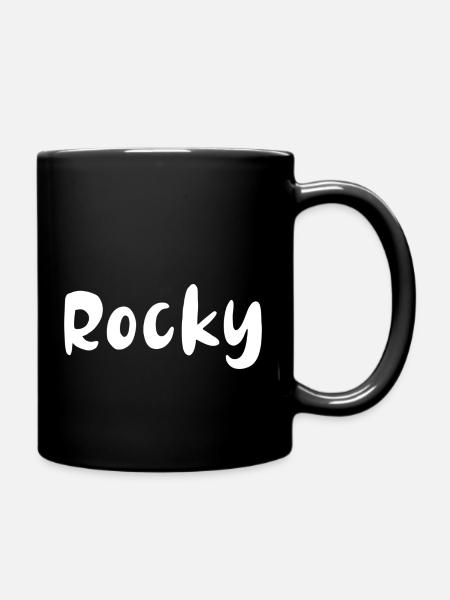 Name, Schrift,weiss,rocky - Tasse einfarbig - Schwarz