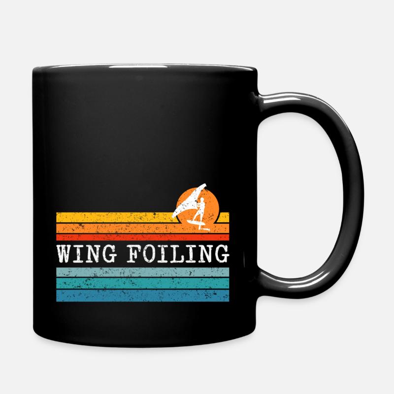 Wing Foiling Surf Surfing Surfer - Full Colour Mug - black