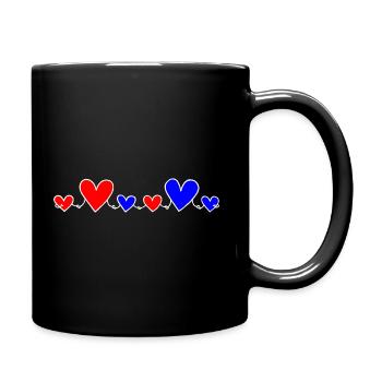 Family 4 Children Parents 2 Daughters 2 Sons Hearts - Full Colour Mug - black - Right