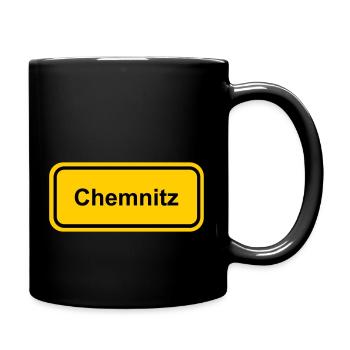 Ortsschild Chemnitz Ort Schild Ortstafel - Tasse einfarbig - Schwarz - Rechts
