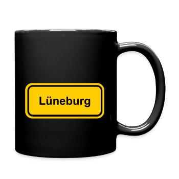 Ortsschild Lüneburg Ort Schild Ortstafel Schrift - Tasse einfarbig - Schwarz - Rechts