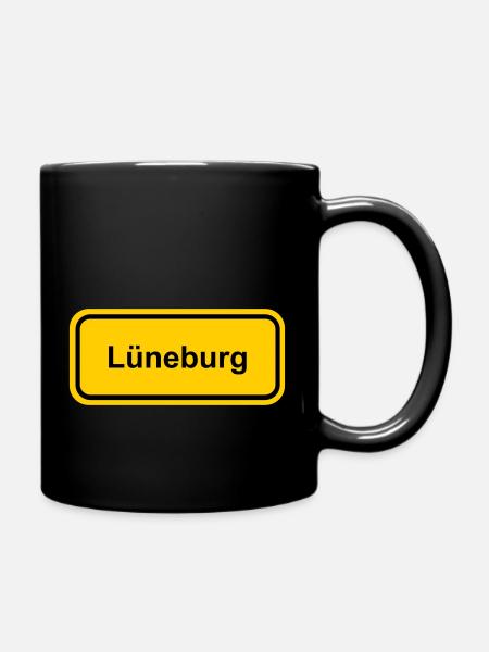 Ortsschild Lüneburg Ort Schild Ortstafel Schrift - Tasse einfarbig - Schwarz