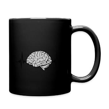 Heartbeat Pulse Brain - Full Colour Mug - black - Right