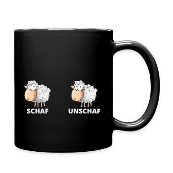 Schäfchen Schaf Unschaf Schafbock Schaffell - Tasse einfarbig - Schwarz - Rechts