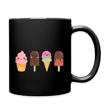 Kawaii Ice Cream - Sweet Ice Cream Faces - Full Colour Mug - black - Right