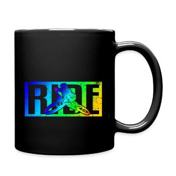 MTB Spruch RIDE Mountainbike Downhill - Tasse einfarbig - Schwarz - Rechts