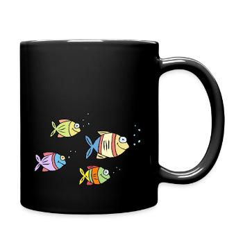 colorful fish water sea graffiti children's drawing - Full Colour Mug - black - Right