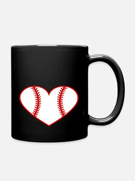 baseball heart - Full Colour Mug - black