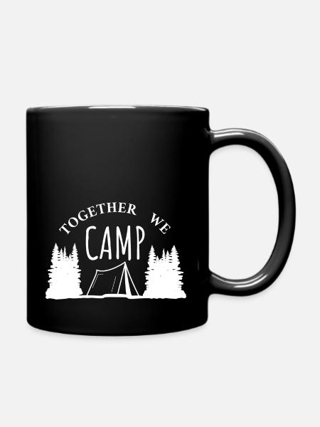Together we camp - Zelten Bäume Wald Berge - Tasse einfarbig - Schwarz