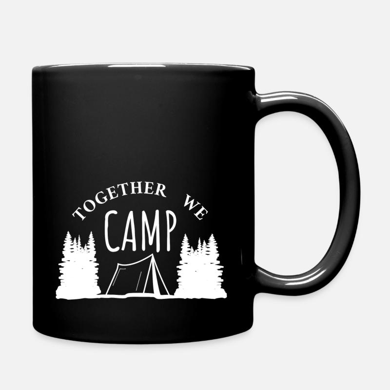 Together we camp - Zelten Bäume Wald Berge - Tasse einfarbig - Schwarz
