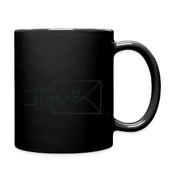 Handhalten und Umschlag mit Liebesherz - Tasse einfarbig - Schwarz - Rechts