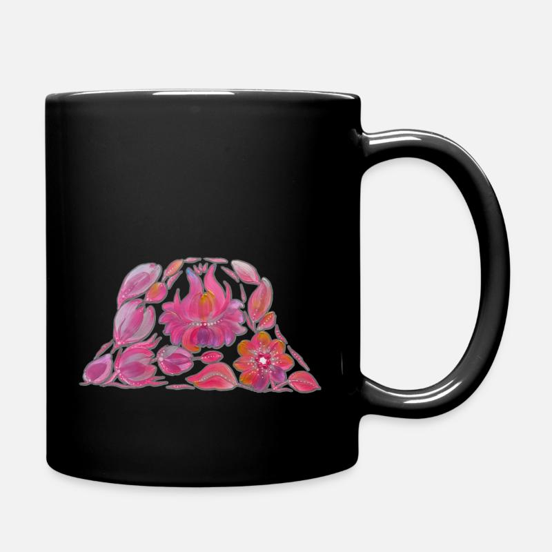 Rosa Eimerhut. Petrykivka Malerei. UA KUNST. - Tasse einfarbig - Schwarz