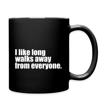 long walks funny quote - Full Colour Mug - black - Right